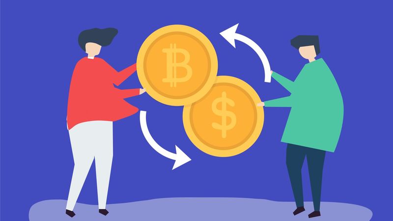 People Exchanging Bitcoin To Dollars