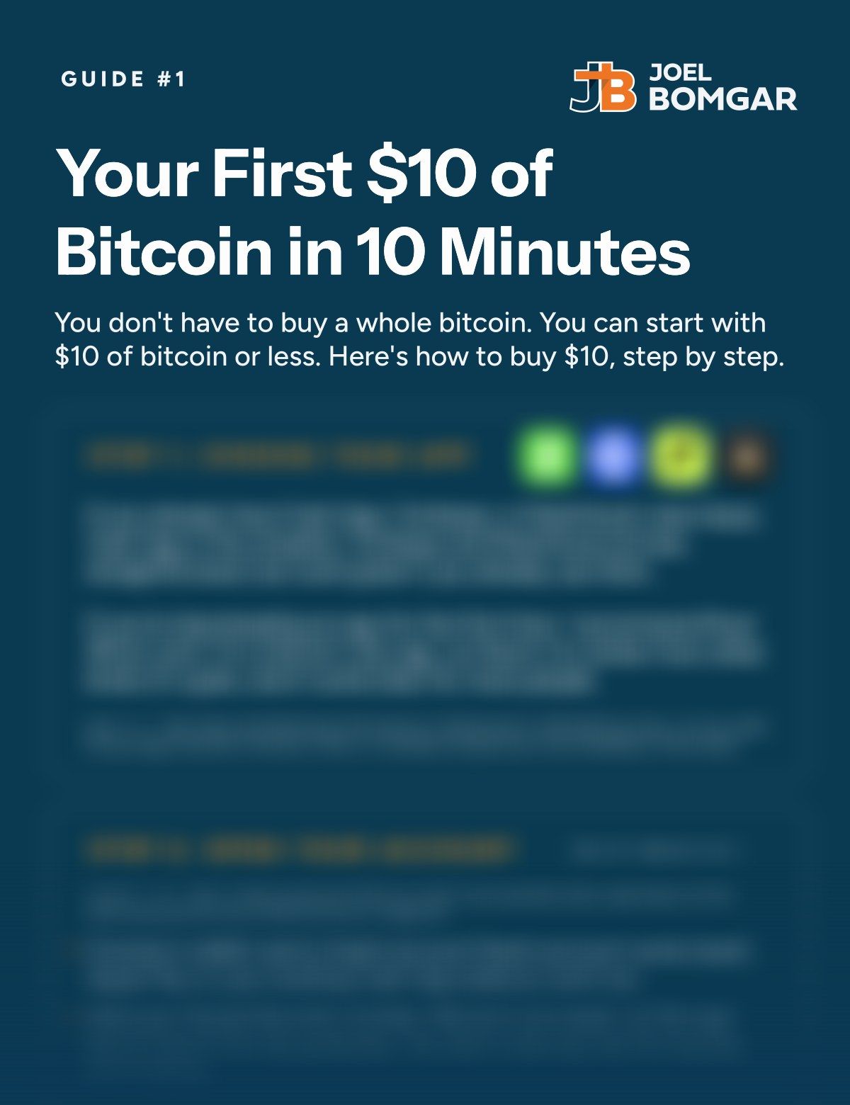 Cover of the guide: Your First $10 of Bitcoin in 10 Minutes, by Joel Bomgar